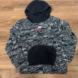 Boy’s Nike Black Logo Allover Print Hoodie with zipper pouch